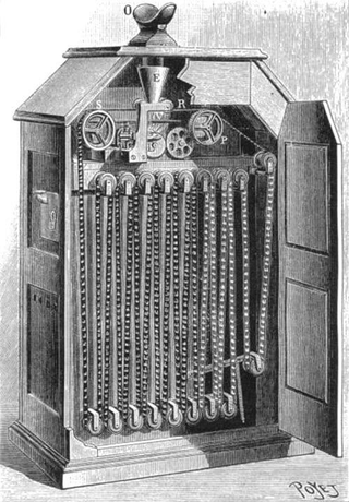 The inner workings of a kinetoscope. Instead of a reel, film was in a long strip so it could replay endlessly. (Wikipedia/Shizhao)